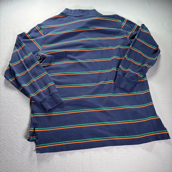 Polo Ralph Lauren Mens Large Shirt Long Sleeve Rugby Collared Striped Blue Green - Picture 11 of 12